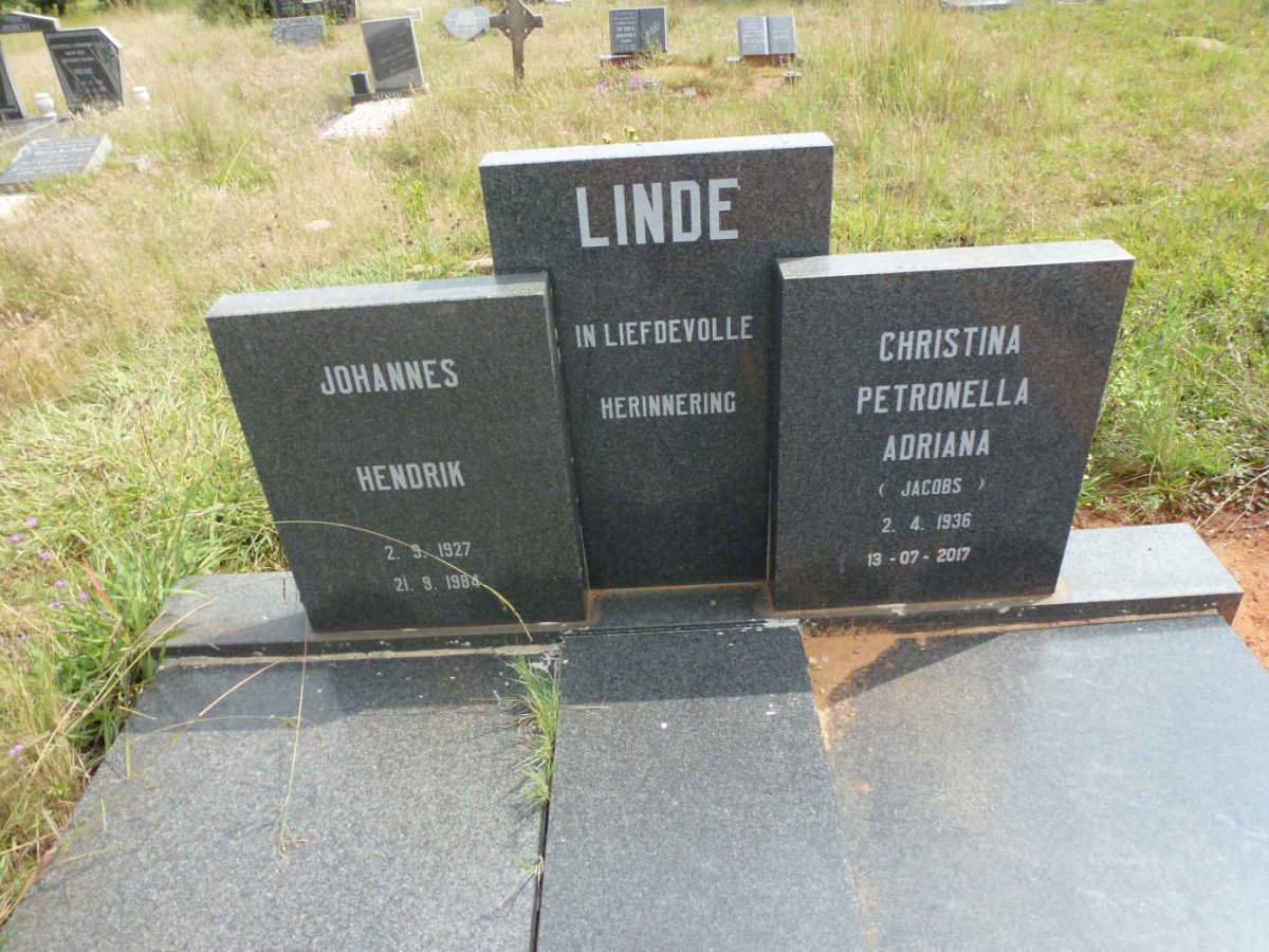 LINDE Johannes Hendrik 1927-1984 &amp; Christina Petronella Adriana JACOBS 1936-2017
