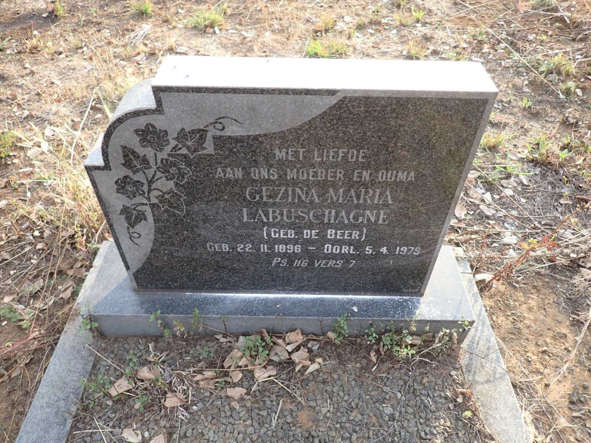 LABUSCHAGNE Gezina Maria nee DE BEER 1896-1979