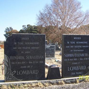 LOMBARD Hendrik Sebastian 1904-1968 &amp; Sophia Elizabeth J. FOURIE 1908-1998