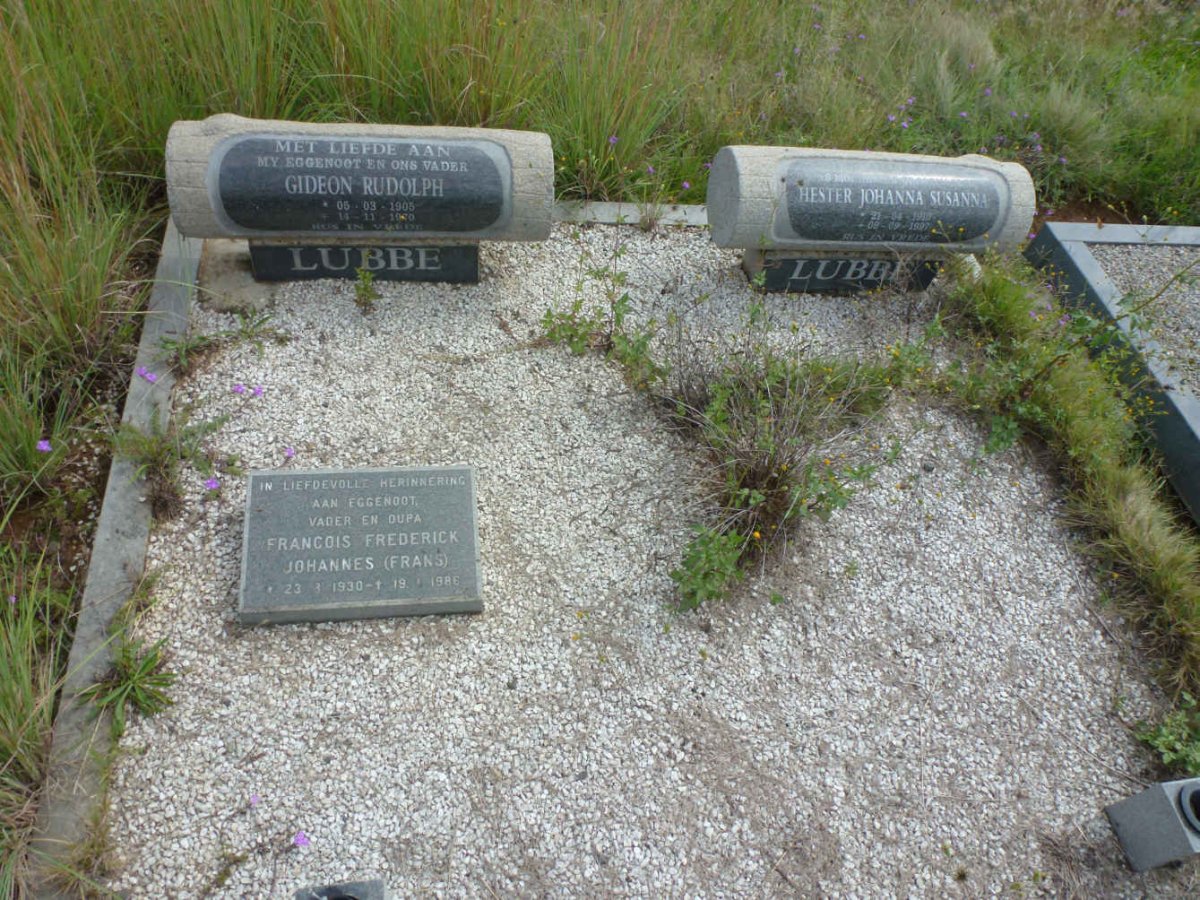 LUBBE Gideon Rudolph 1905-1970 &amp; Hester Johanna Susanna 1910-1997 :: LUBBE Francois Frederik Johannes 1930-1986