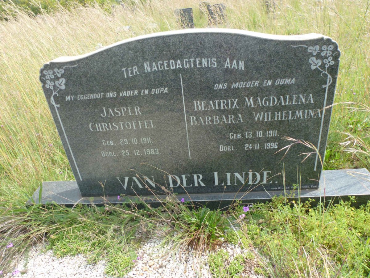 LINDE Jasper Christoffel, van der 1911-1983 &amp; Beatrix Magdalena Barbara Wilhelmina 1911-1996