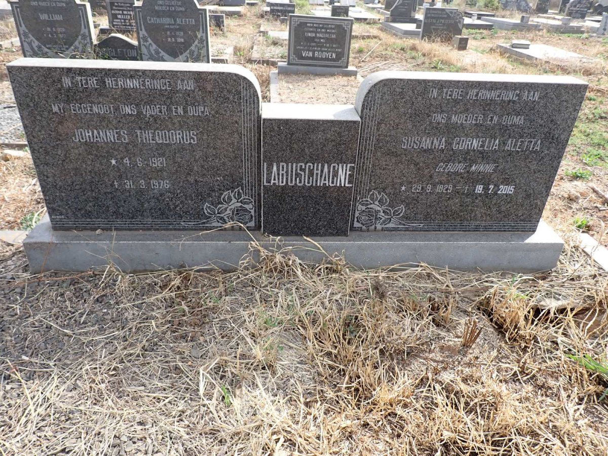 LABUSCHAGNE Johannes Theodorus 1921-1976 & Susanna Cornelia Aletta MINNIE 1929-2015