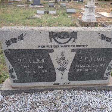 LUBBE H.F.A. 1870-1948 & A.S.J. VAN ZYL 1876-1957