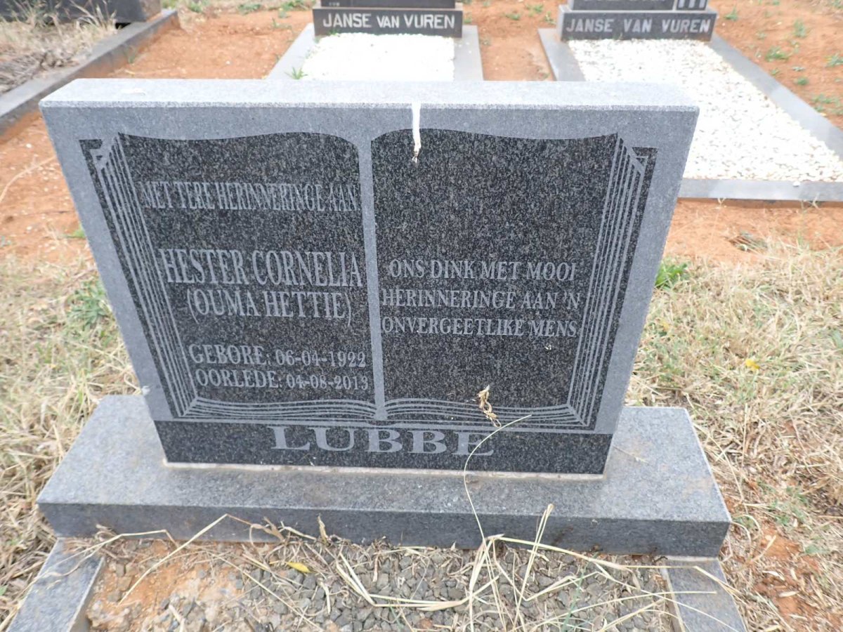LUBBE Hester Cornelia 1922-2019