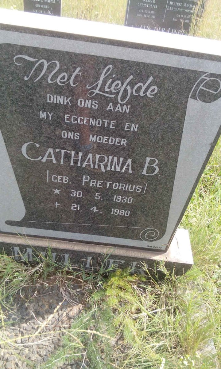 MULLER Catharina B. nee PRETORIUS 1930-1990