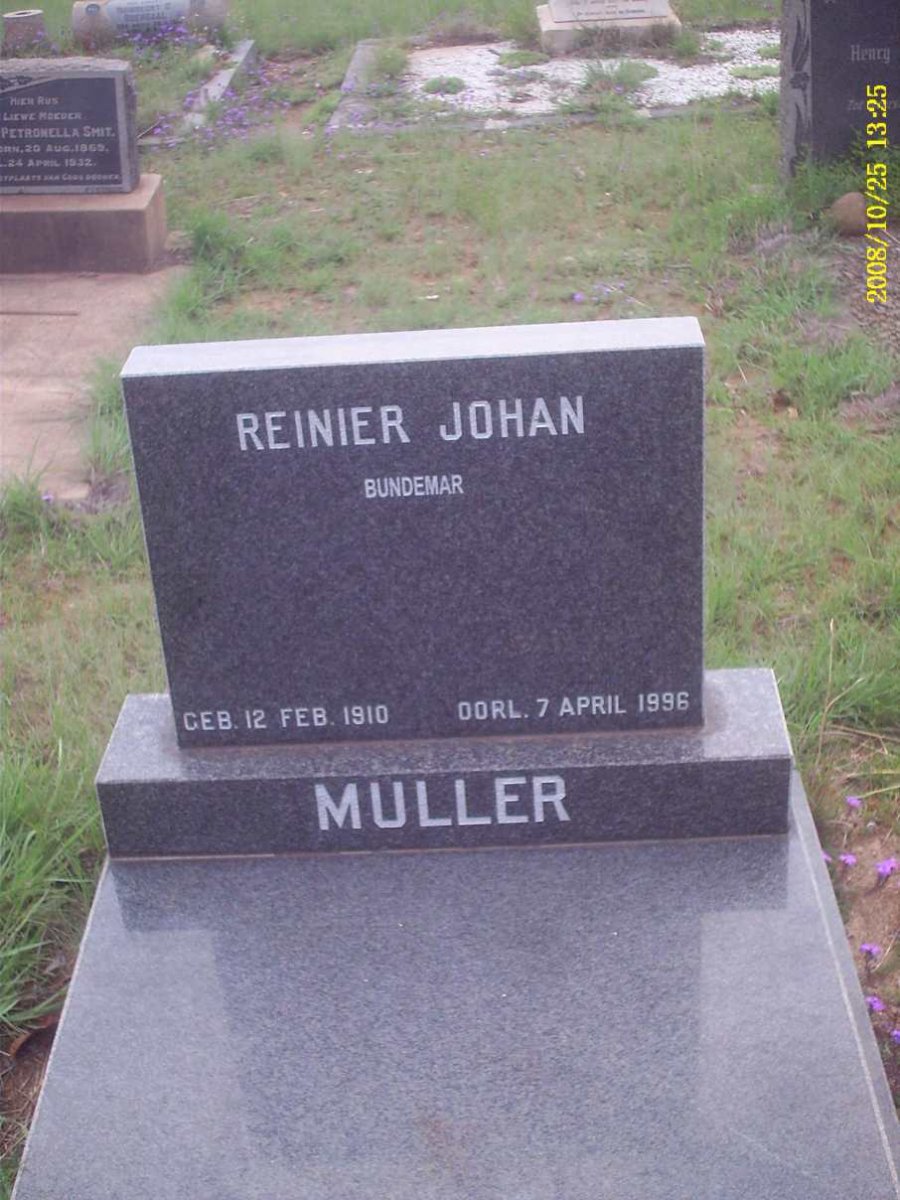 MULLER Reinier Johan 1910-1996