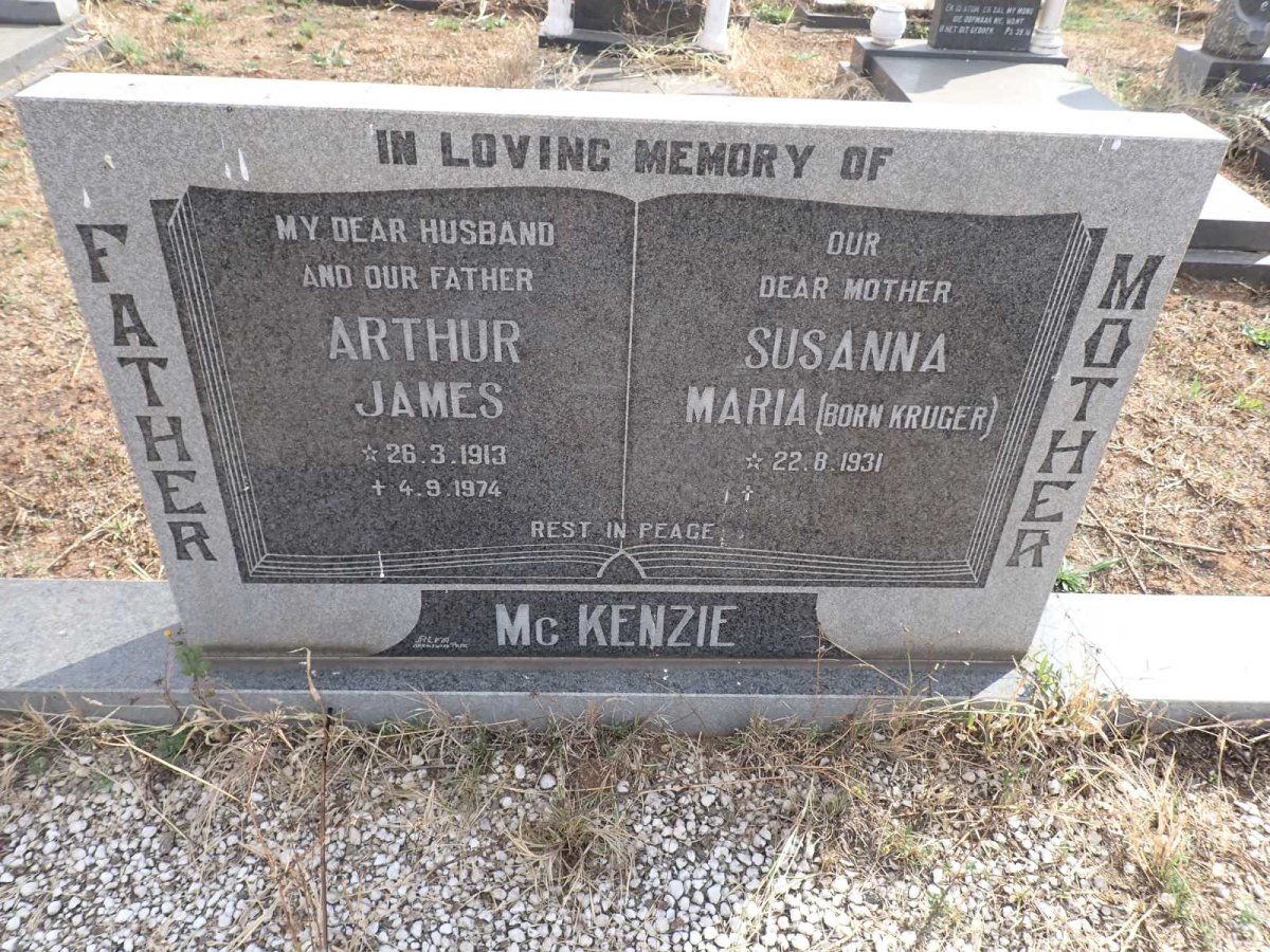 McKENZIE Arthur James 1913-1974 & Susanna Maria KRUGER 1931-