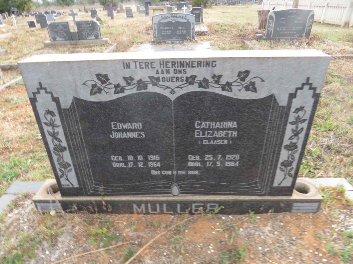 MULLER Edward Johannes 1916-1964 & Catharina Elizabeth CLAASEN 1920-1964