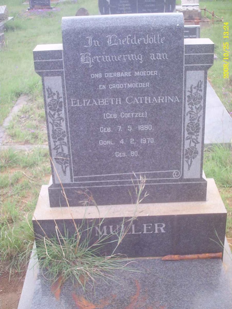 MULLER Elizabeth Catharina nee COETZEE 1880-1970