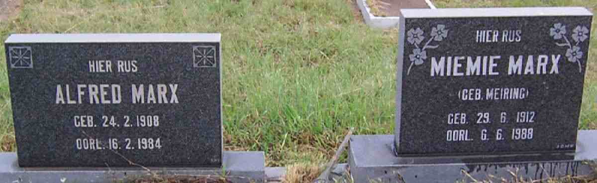 MARX Alfred 1908-1984 &amp; Miemie MEIRING 1912-1988