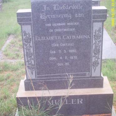 MULLER Elizabeth Catharina nee COETZEE 1880-1970
