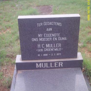 MULLER H.C. nee GROENEWALD 1908-1973