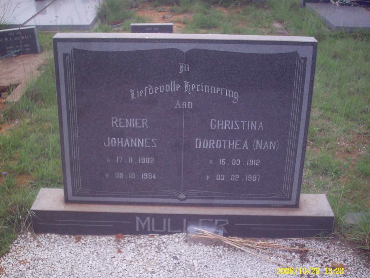 MULLER Renier Johannes 1902-1984 &amp; Christina Dorothea 1912-1987