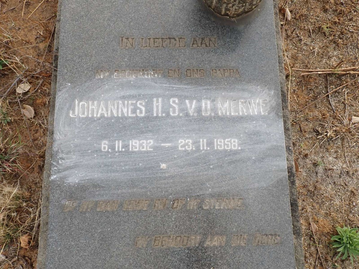 MERWE Johannes H.S., v.d. 1932-1958