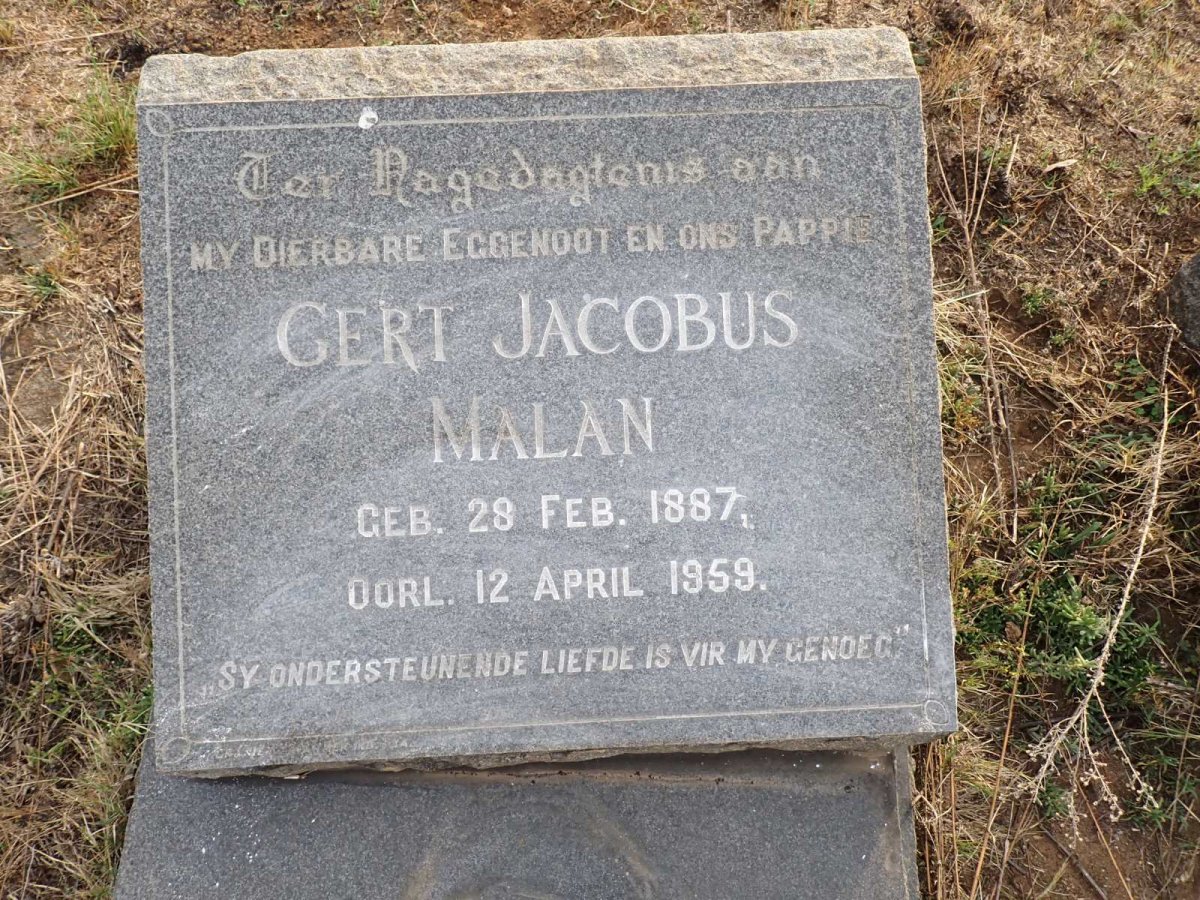 MALAN Gert Jacobus 1887-1959