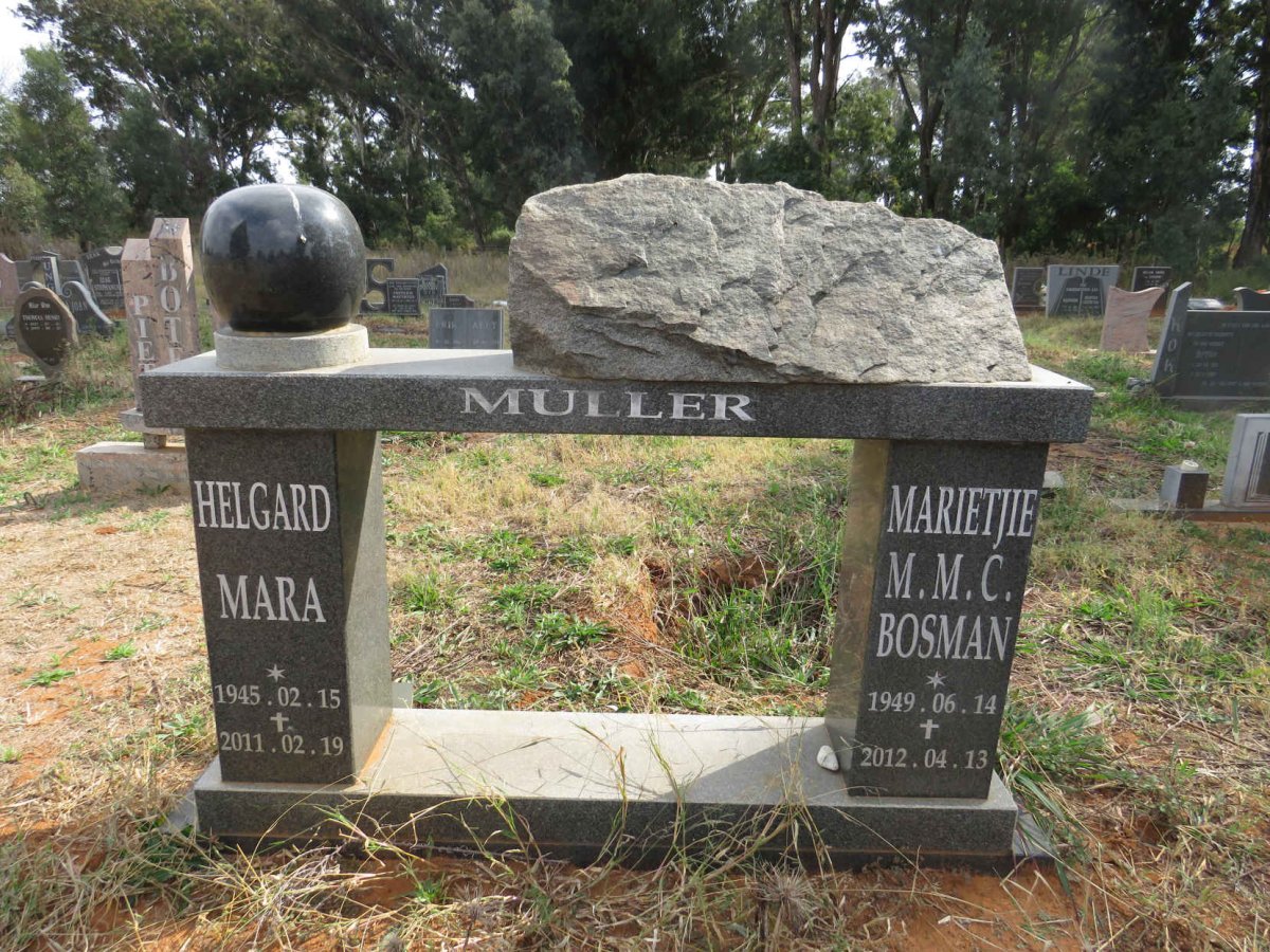 MULLER Helgard Mara 1945-2011 & M.M.C. BOSMAN 1949-2012