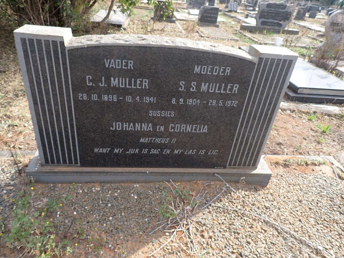 MULLER C.J. 1896-1941 & S.S. 1904-1972