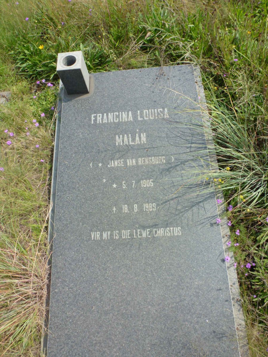 MALAN Francina Louisa nee JANSE VAN RENSBURG 1905-1989