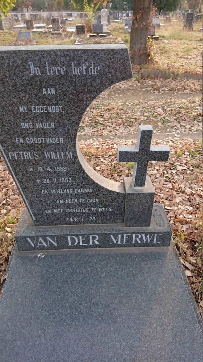 MERWE Petrus Willem, van der 1932-1983
