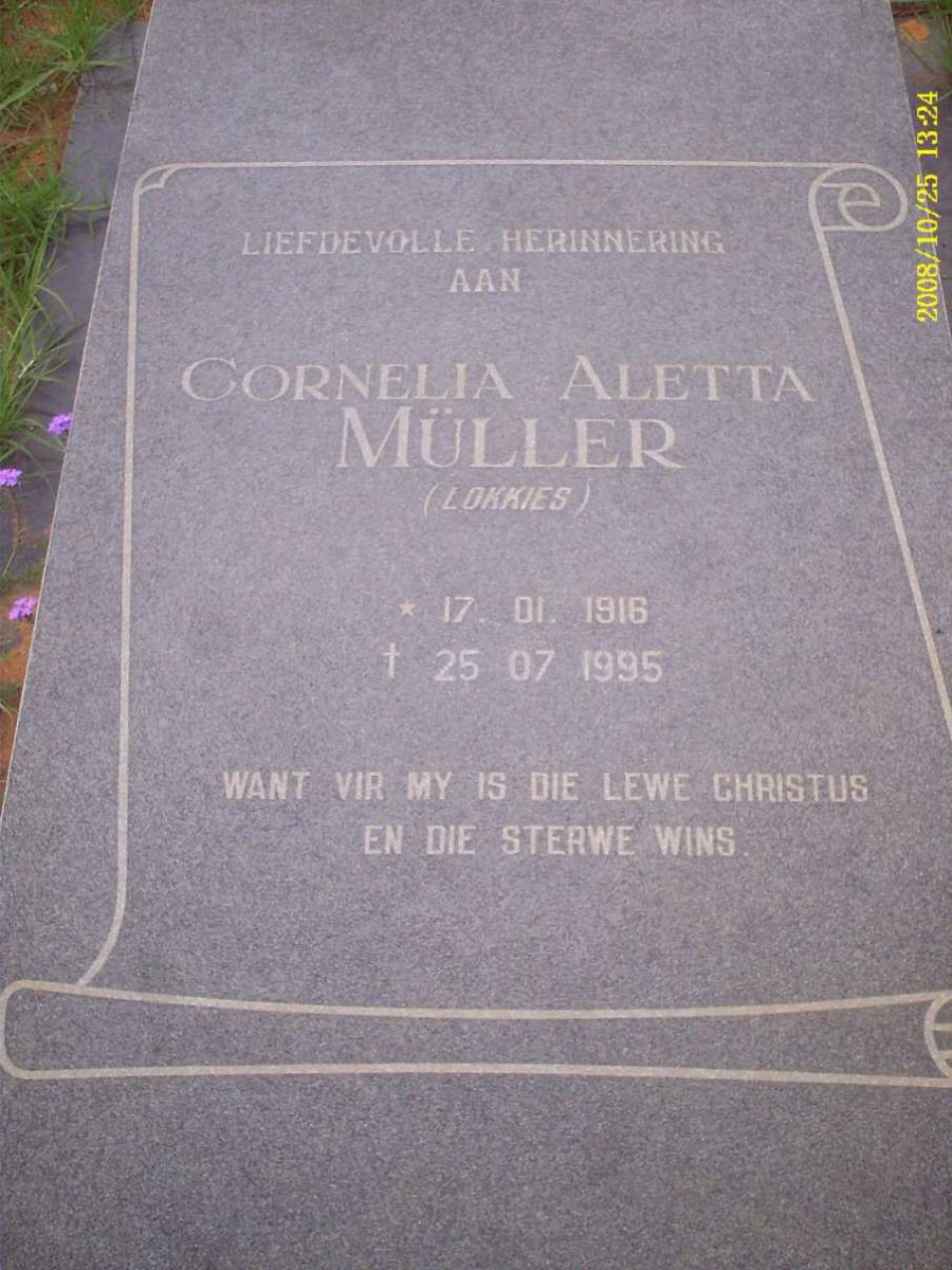 MULLER Cornelia Aletta 1916-1995