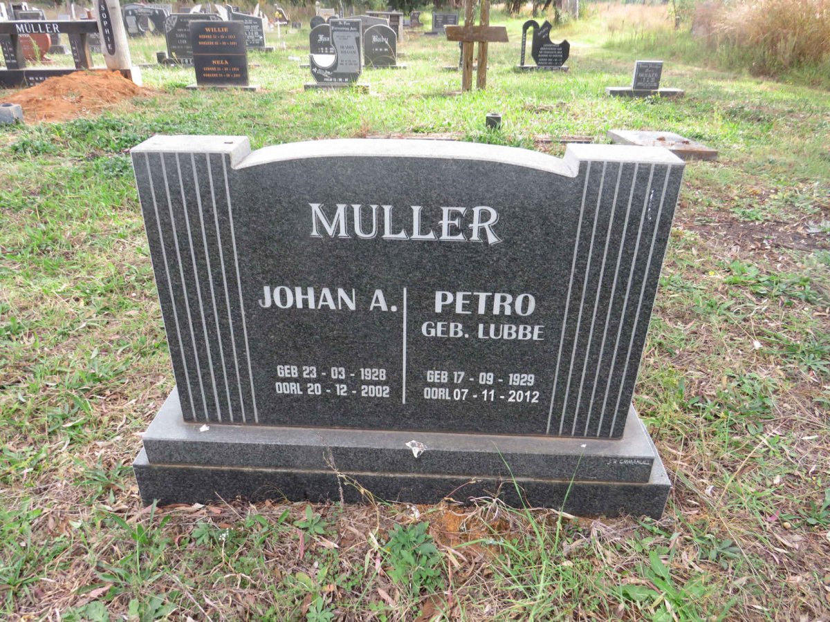 MULLER Johan A. 1928-2002 & Petro LUBBE 1929-2012
