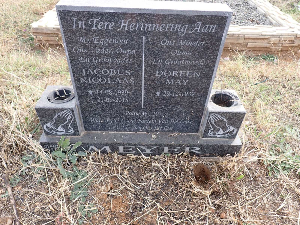 MEYER Jacobus Nicolaas 1939-2015 & Doreen May 1939-