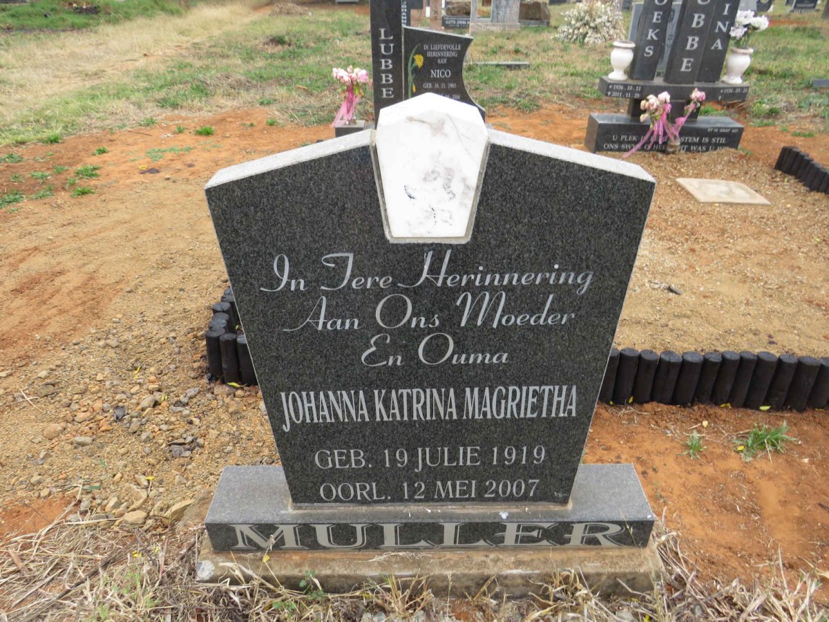 MULLER Johanna Katrina Magrietha 1919-2007