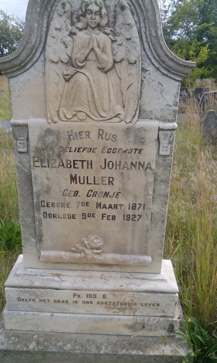 MULLER Elizabeth Johanna nee CRONJE 1871-1927