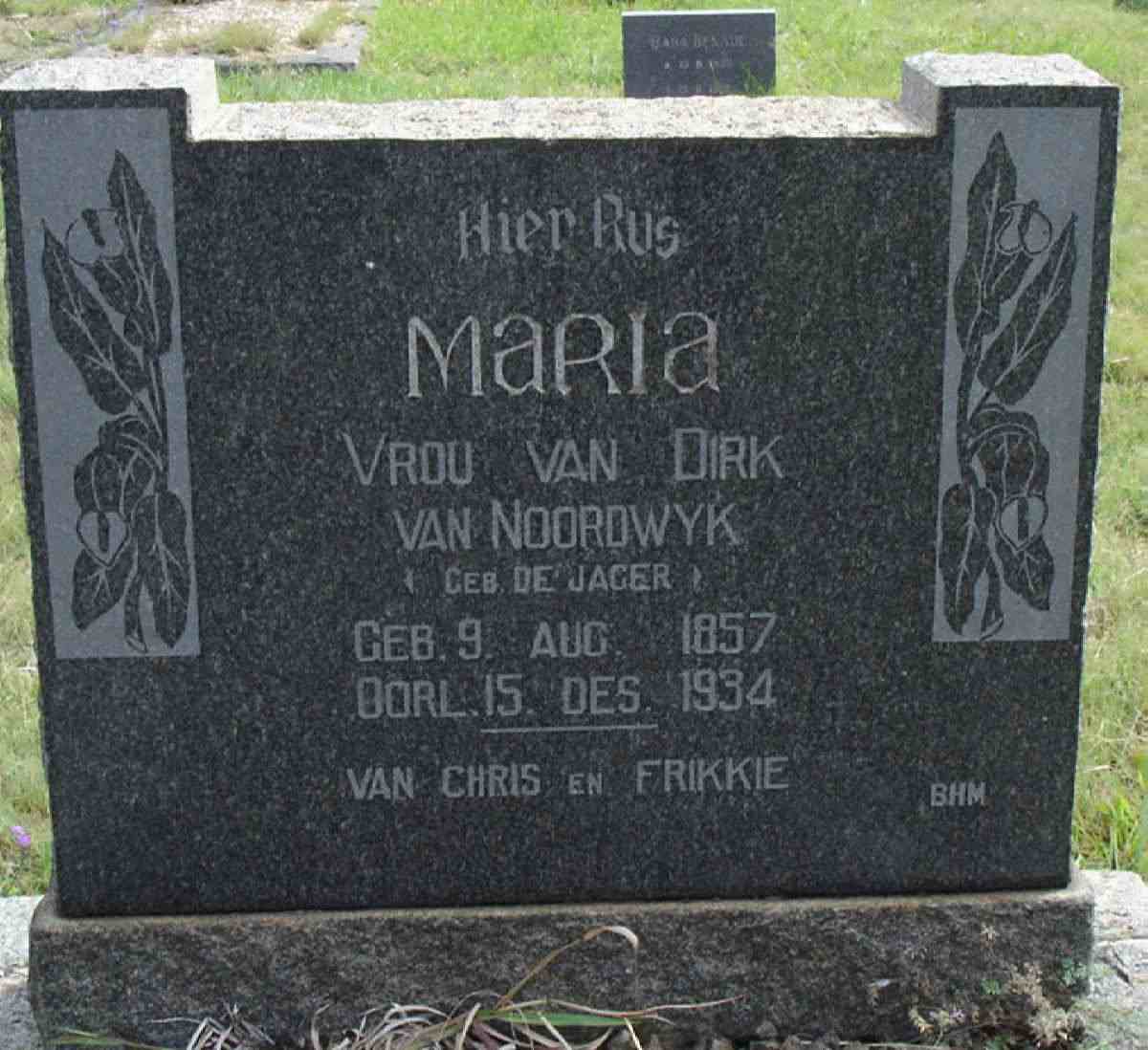 NOORDWYK Maria, van nee DE JAGER 1857-1934
