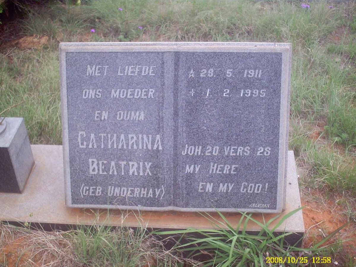 NAUDE Catharina Beatrix nee UNDERHAY 1911-1995