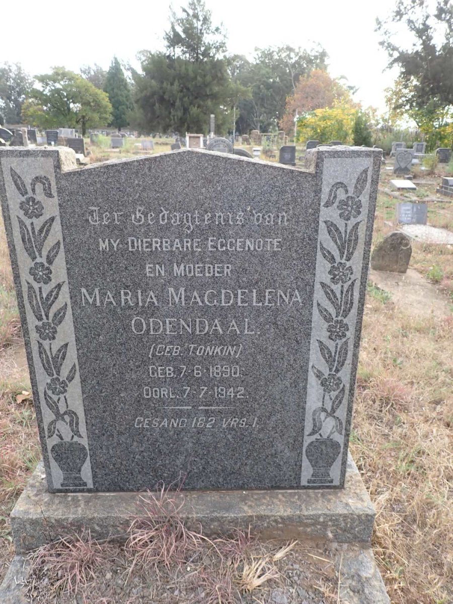 ODENDAAL Maria Magdelena nee TONKIN 1890-1942