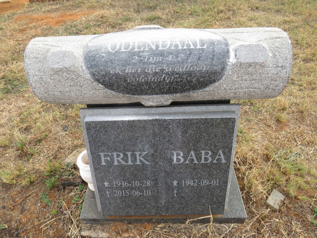 ODENDAAL Frik 1936-2015 & Baba 1942-