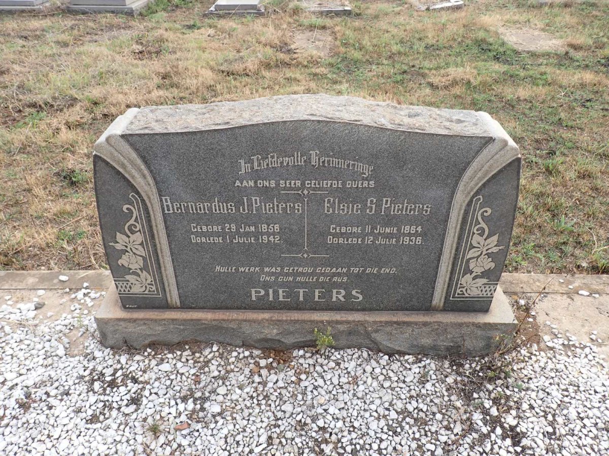 PIETERS Bernardus J. 1858-1942 & Elsie S. 1864-1936