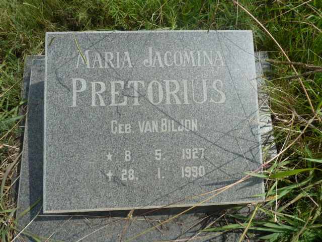 PRETORIUS Maria Jacomina nee VAN BILJON 1927-1990