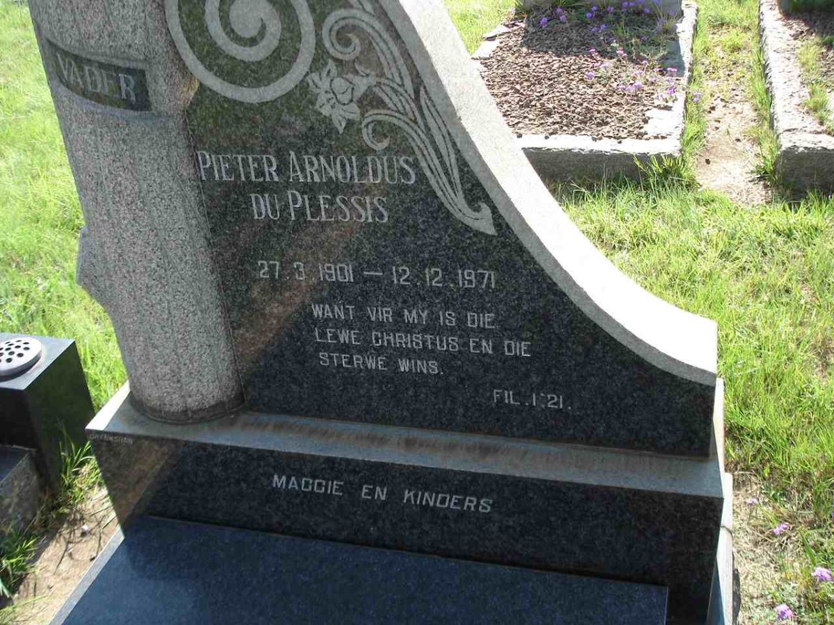 PLESSIS Pieter Arnoldus, du 1901-1971 & Judith J.M. VAN WYK 1903-1961 _2