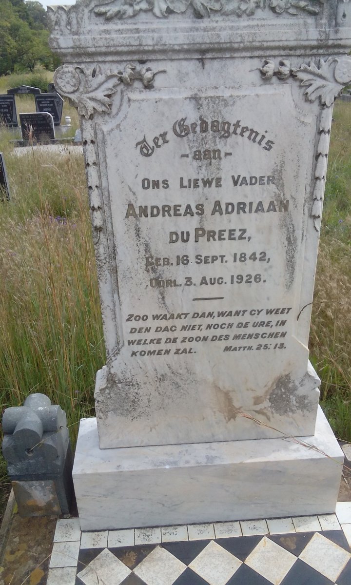 PREEZ Andreas Adriaan, du 1842-1926