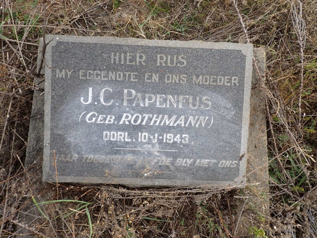 PAPENFUS J.C. nee ROTHMANN -1943