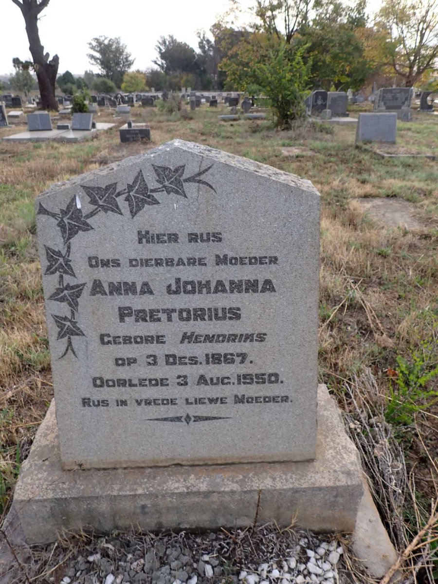 PRETORIUS Anna Johanna nee HENDRIKS 1867-1950
