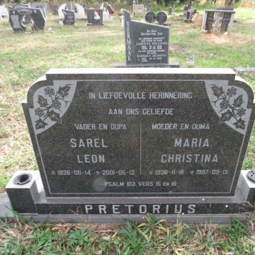 PRETORIUS Sarel Leon 1936-2001 & Maria Christina 1936-1997