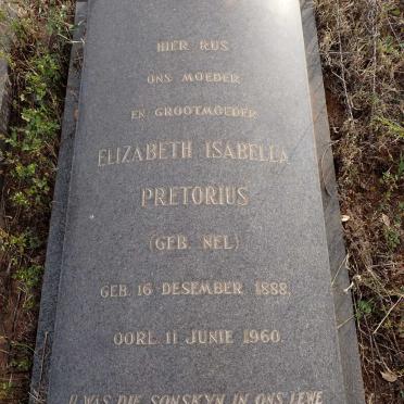 PRETORIUS Elizabeth Isabella nee NEL 1888-1960