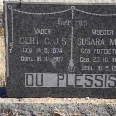 PLESSIS Gert C.J.S., du 1874-1967 &amp; Susara M.E. POTGIETER 1880-1961
