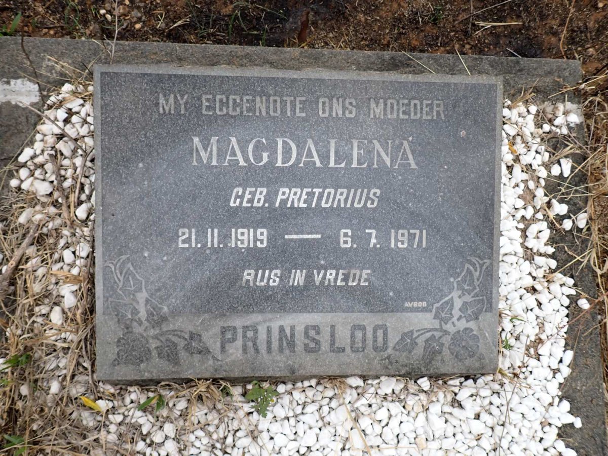 PRINSLOO Magdalena nee PRETORIUS 1919-1971