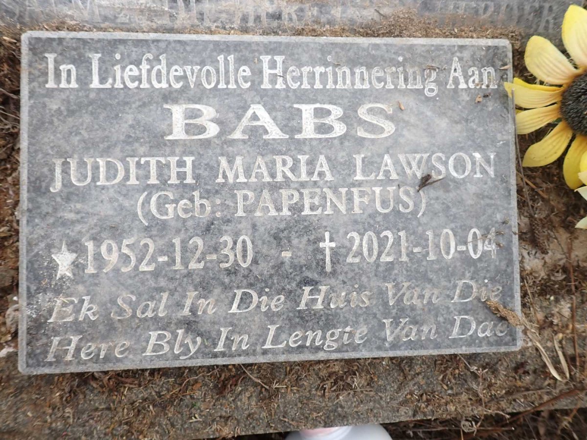 PAPENFUS Elizabeth Maria 1925-2014 :: LAWSON Judith Maria nee PAPENFUS 1952-2021_2