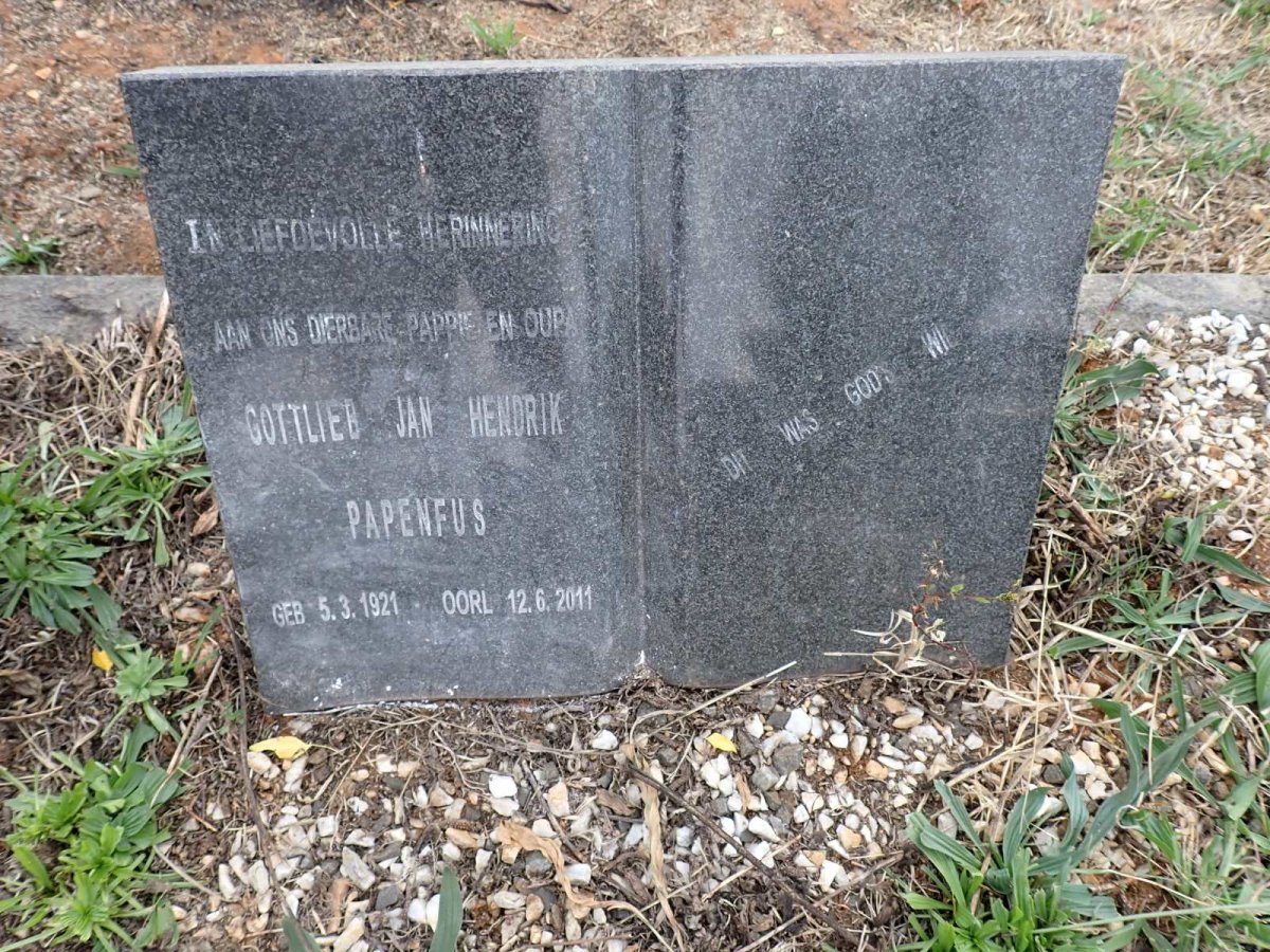 PAPENFUS Gottlieb Jan Hendrik 1921-2011