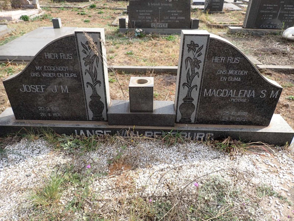 RENSBURG Josef J.M., Janse van 1881-1971 & Magdalena S.M. PIETERSE 1889-1973 