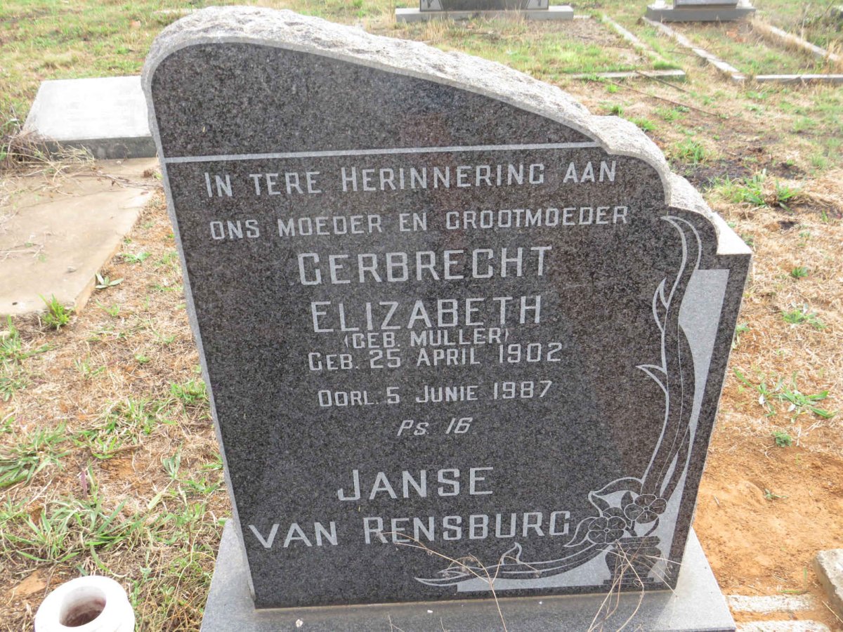 RENSBURG Gerbrecht Elizabeth, Janse van nee MULLER 1902-1987