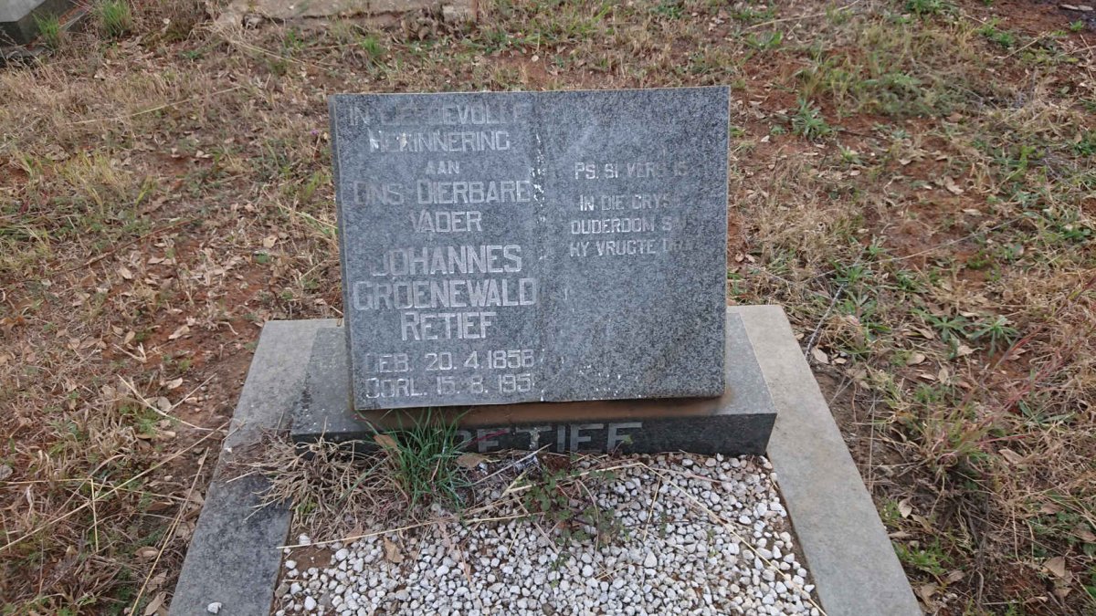 RETIEF Johannes Groenewald 1856-1951
