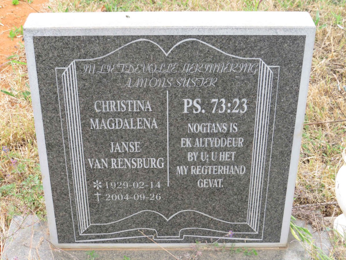 RENSBURG Christina Magdalena, Janse van 1929-2004