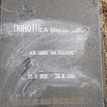 ROOS Dorothea Maria nee JANSE VAN RENSBURG 1920-2000