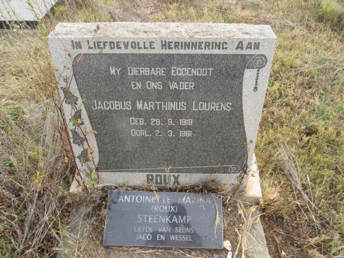 ROUX Jacobus Marthinus Lourens 1918-1961 :: STEENKAMP Antoinette Marina, ROUX